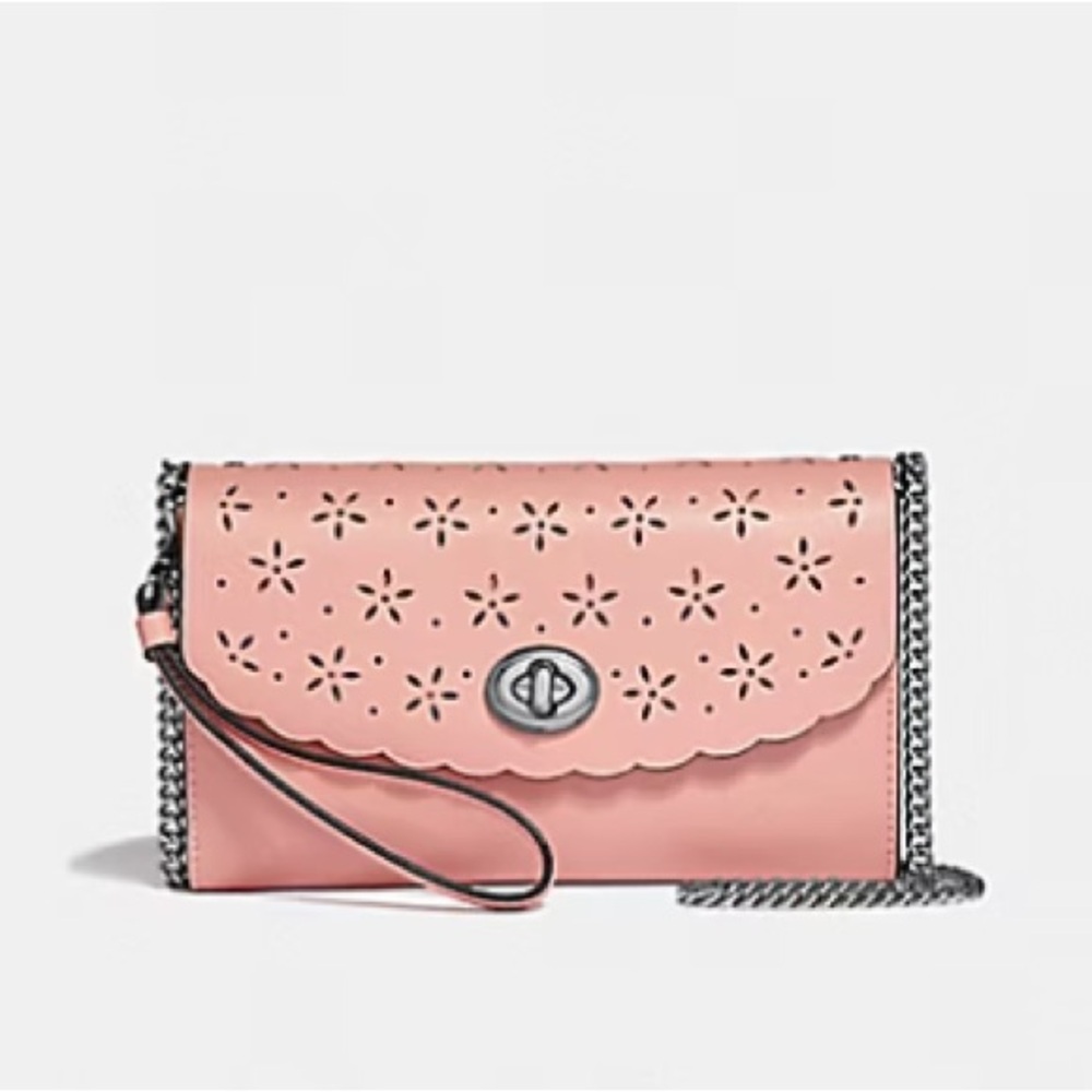 COACH CHAIN CROSSBODY (COACH F58072)PETAL/STRAWBERRY/SILVER